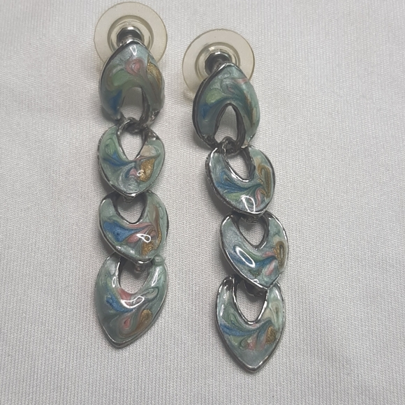 Multi Colored Enamed Earrings - Picture 1 of 2